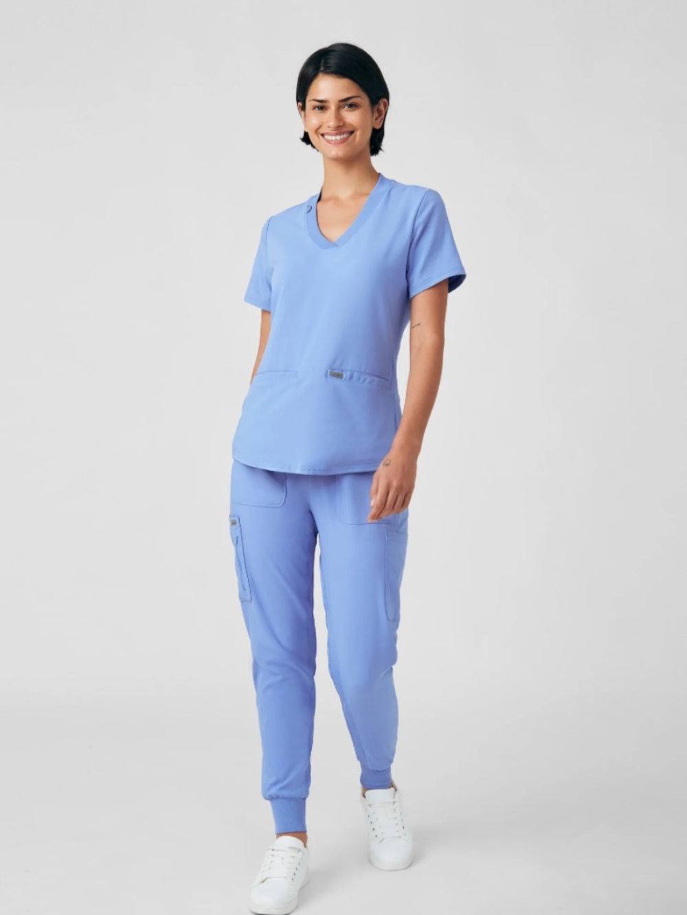 Landau Women's Jogger Scrub Set in Periwinkle Blue